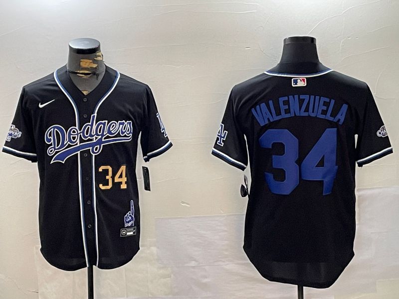 Men Los Angeles Dodgers 34 Valenzuela Black Game 2024 Nike MLB Jersey style 12021